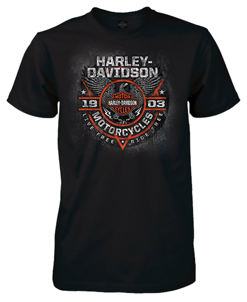 Harley Davidson® Mens Driven Bands Short Sleeve Crew Neck T Shirt Solid Black Wisconsin Harley 