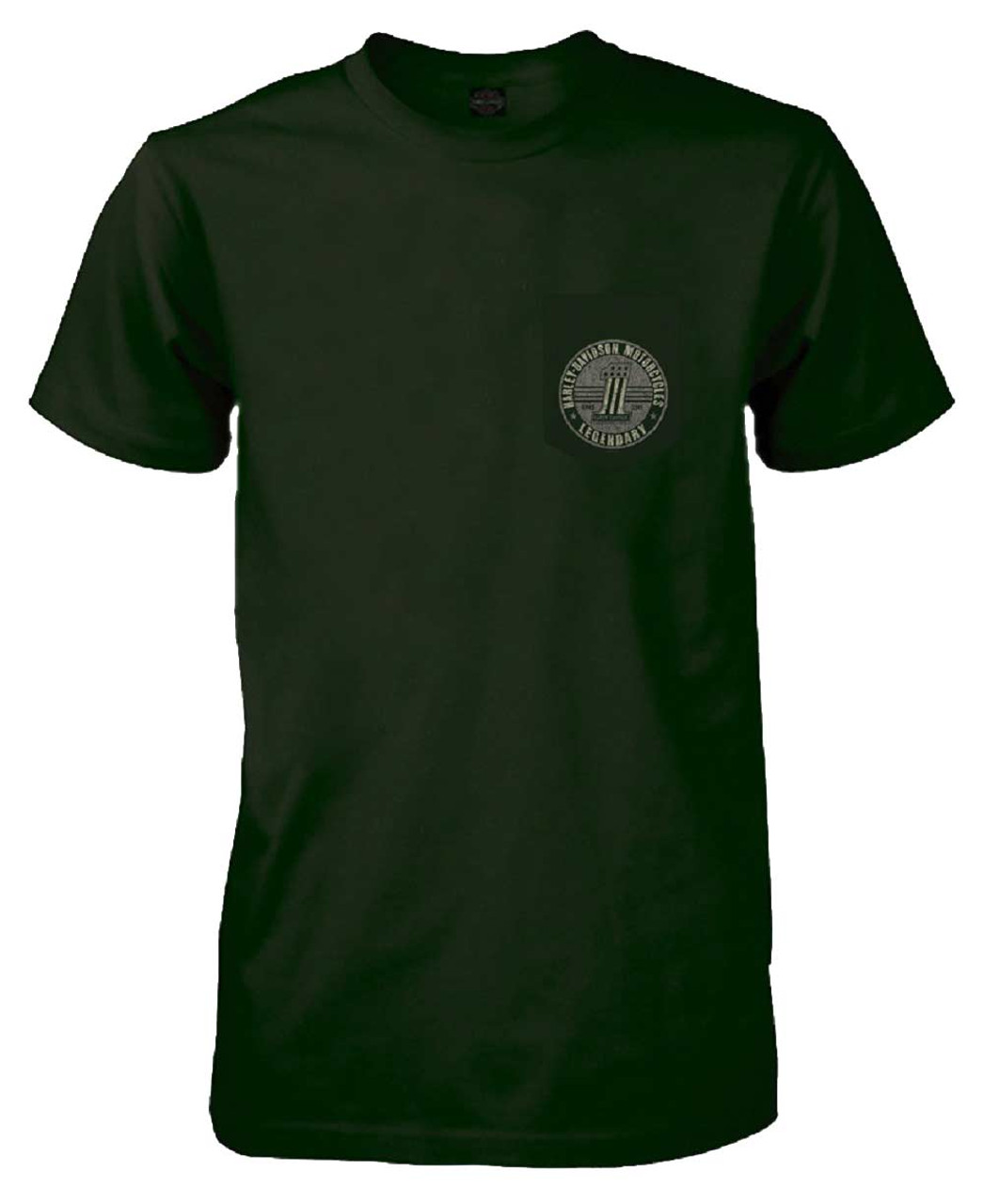 Harley Davidson® Mens Only One Short Sleeve Chest Pocket T Shirt Forest Green Wisconsin 