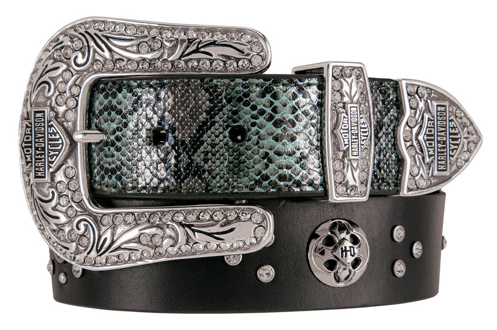 Harley-Davidson® Women's Snake Charmer Genuine Leather Belt, Black - Main Image