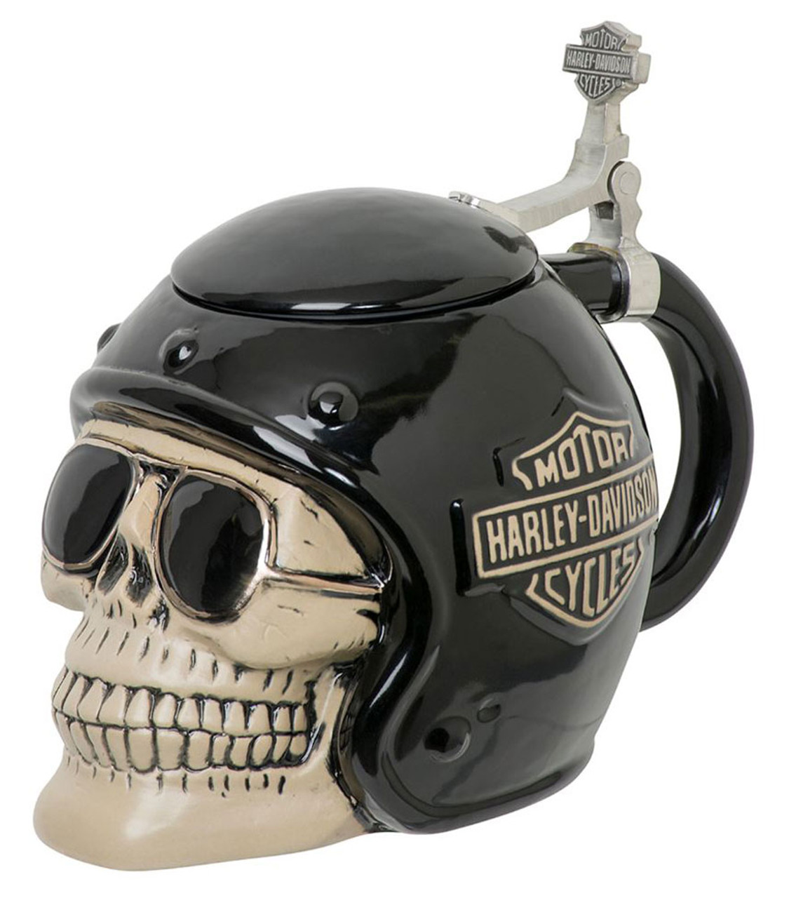 Harley-Davidson エナメル スカル スタッドピアス ギフトにも♪ Harley-Davidson® Skull Rider B&S Stein, Sculpted Ceramic, 32
