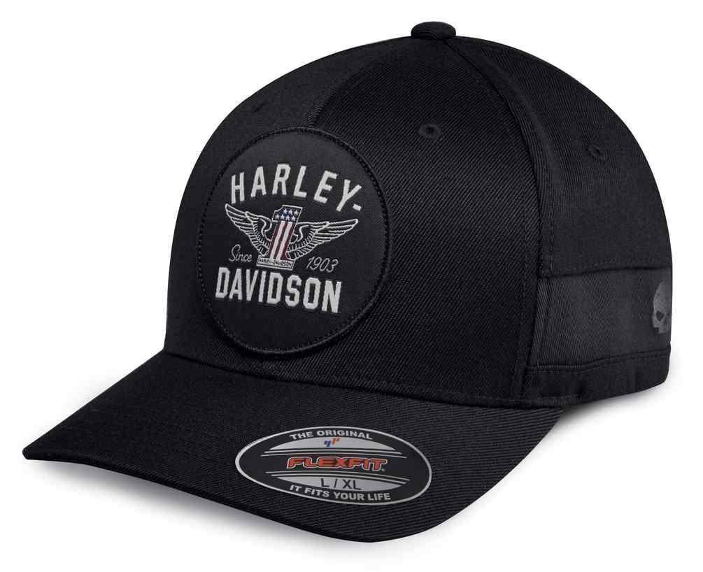Harley-Davidson® Men's Winged Logo Stretch Fit Baseball Cap, Black