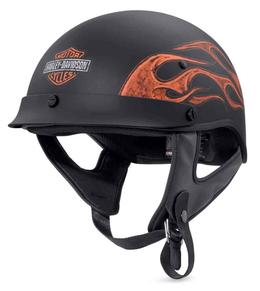 Harley-Davidson® Men's Wheeler Flames M04 Half Helmet, Matte Black