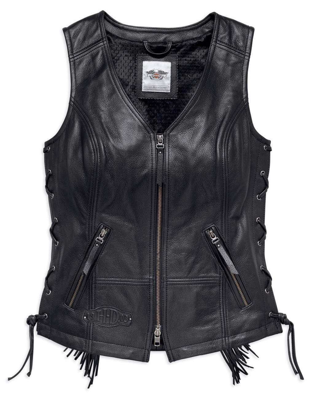 Harley Davidson® Women S Boone Fringed Side Lace Leather Vest Black 98014 18vw Wisconsin