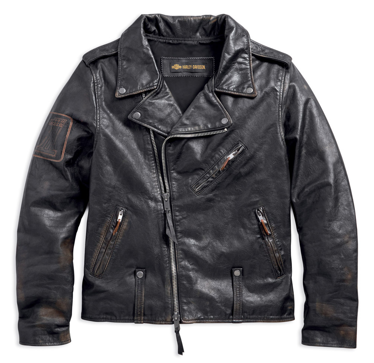 Harley-Davidson® Men's Master Distressed Slim Fit Leather Biker Jacket ...
