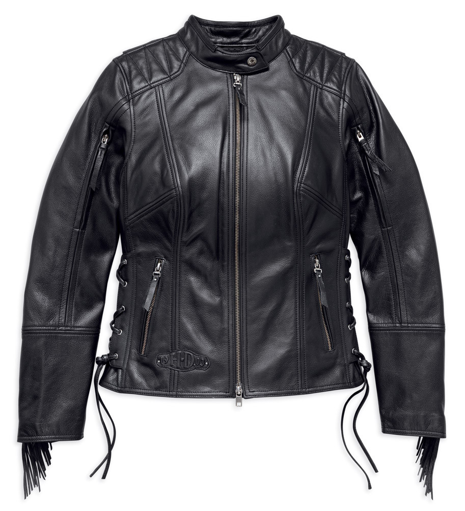 Harley-Davidson® Women's Boone Fringed Leather Jacket, Black 98013