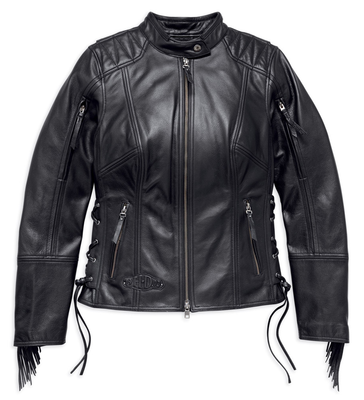 Harley-Davidson® Women's Boone Fringed Leather Jacket, Black 98013-18VW