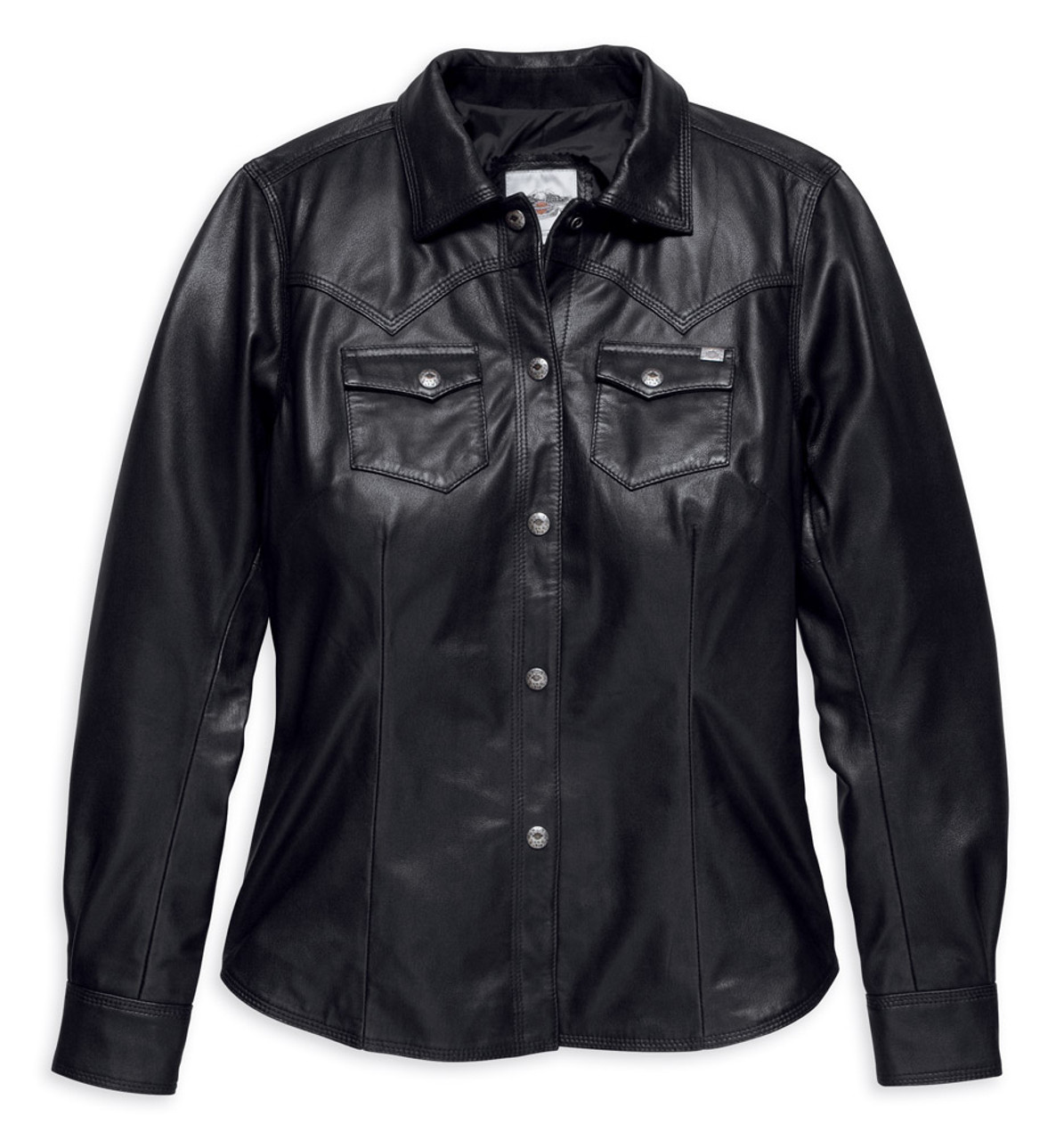 HARLEY-DAVIDSON ブラック ジャケット L Harley-Davidson® Women's Melrose Light Leather Shirt Jacket