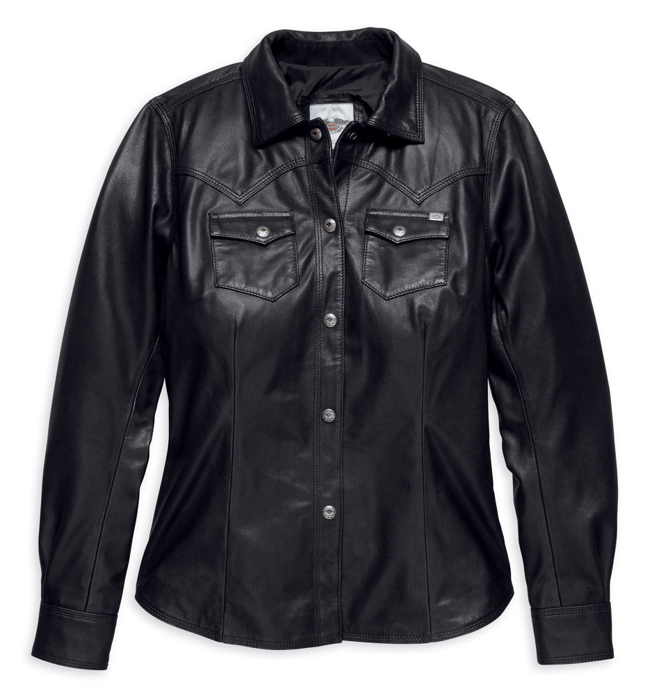 Harley-Davidson® Women's Melrose Light Leather Shirt Jacket, Black