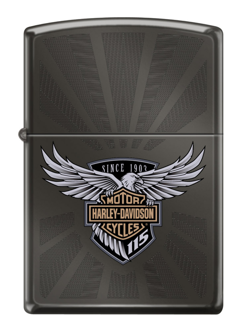 Harley-Davidson® 115th Anniversary Black Ice Engraved Zippo