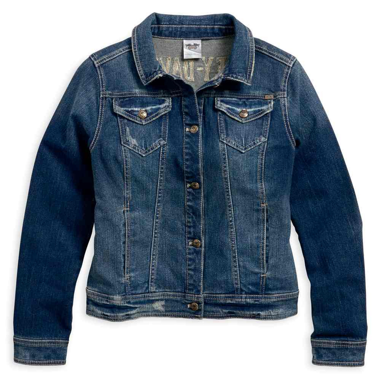 Harley-Davidson® Women's Studded Eagle Denim Jacket, Indigo Blue 96021 ...