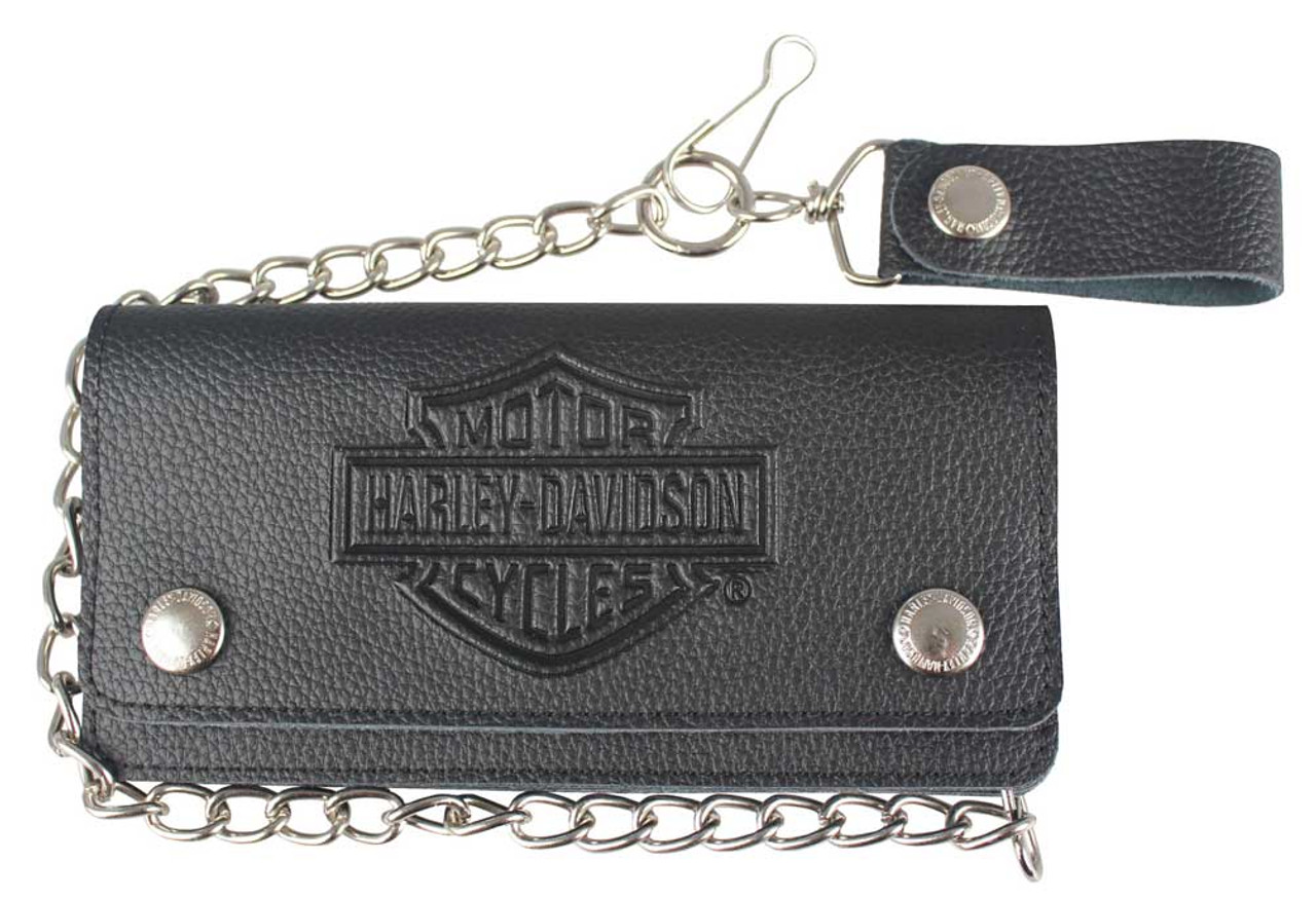 Harley-Davidson® Men's Embossed B&S Tall Trucker Biker Wallet, Black  XML3508-BLK