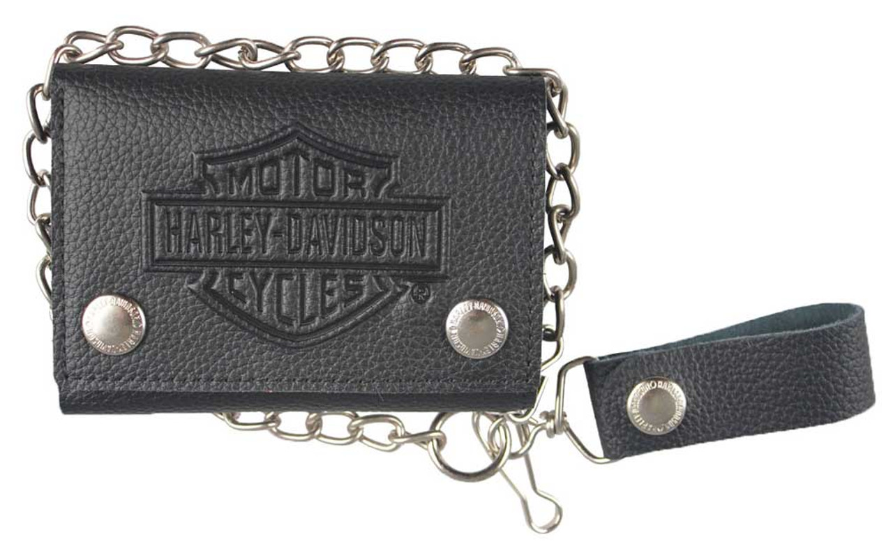 Harley-Davidson® Men's Embossed B&S Logo Medium Trucker Wallet, Black  XML3517-BLK