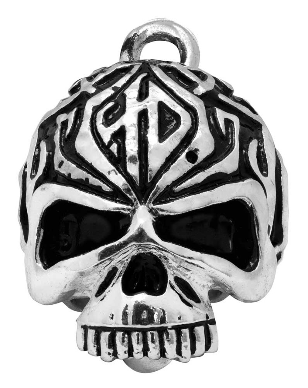 Harley-Davidson® Sculpted Tribal Skull Ride Bell, Shiny Silver Finish HRB092