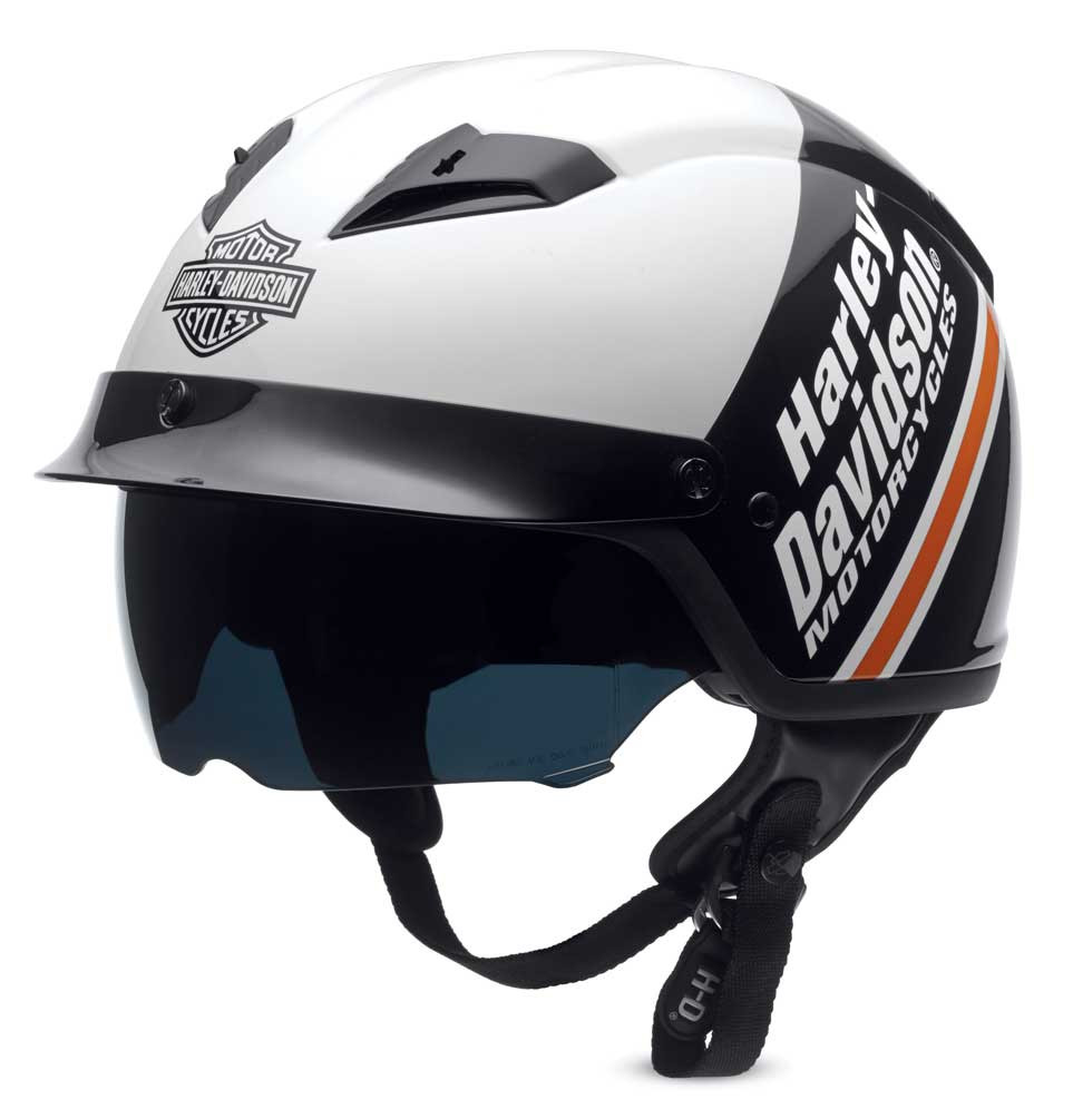 Harley-Davidson® Men's Argent B&S Half Helmet w/ Sun Shield, White