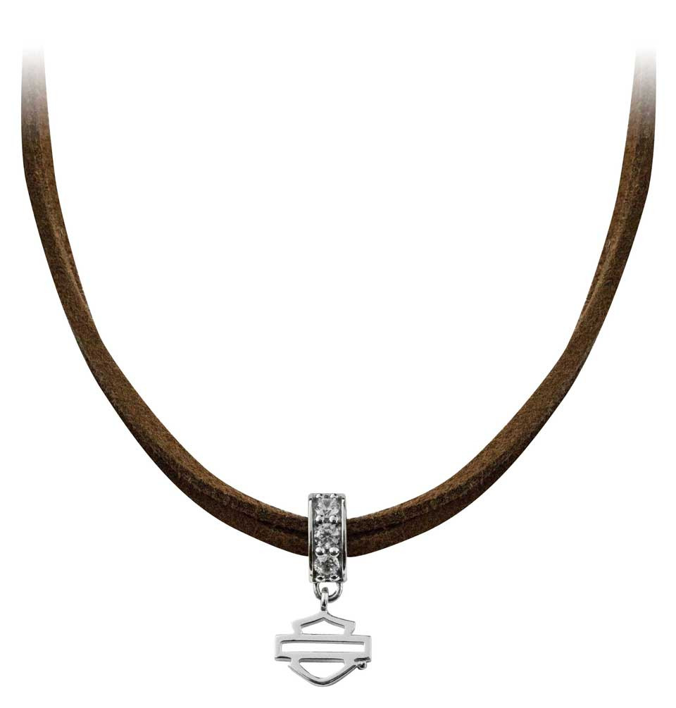 美品　Harley-Davidson スタッズ 本革 レザー　ダークブラウン Harley-Davidson® Women's Crystal Bar & Shield Charm Brown Leather
