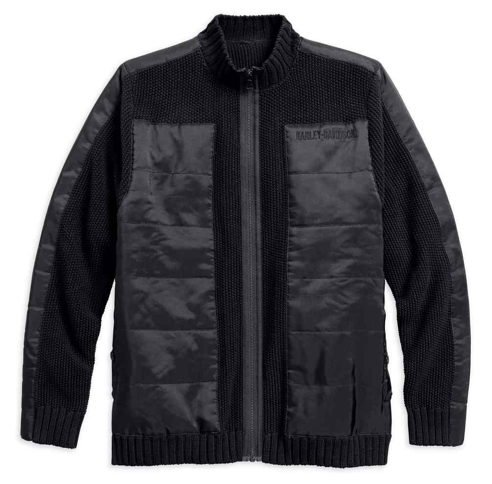 HARLEY-DAVIDSON バイクジャケット ブラック Harley-Davidson® Men's Overlay Heavyweight Zipper Sweater, Black