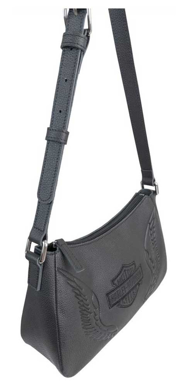 Harley-Davidson Women's Midnight Rider Leather Shoulder Crossbody Purse -  Black