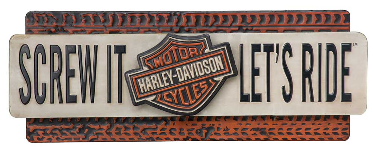 Harley-Davidson® Screw It Let's Ride Embossed Metal Sign, 22 x 9 Inches  HDL-15518