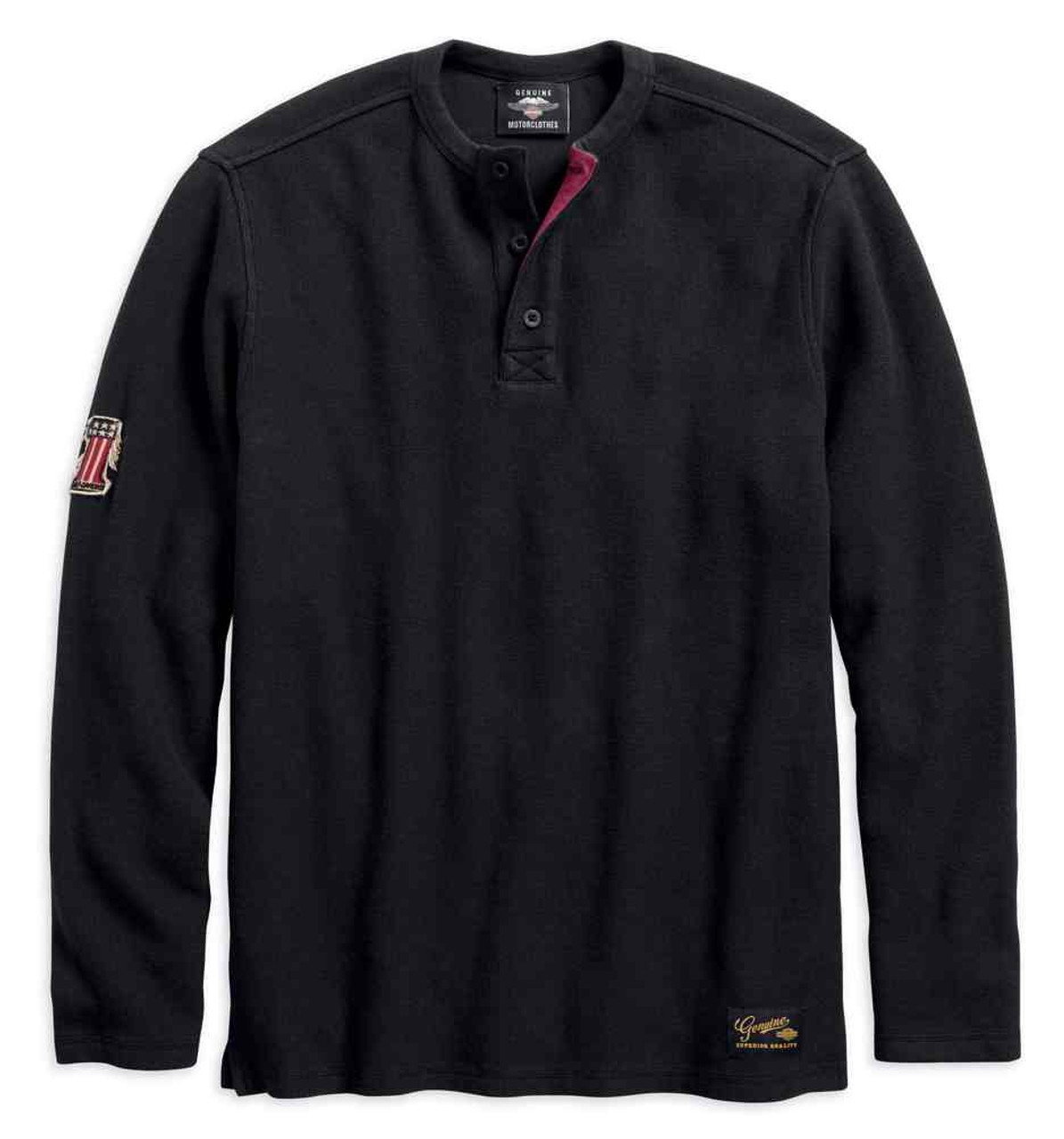 Harley Davidson® Mens 1 Genuine Classics Long Sleeve Henley Black 99021 18vm Wisconsin 