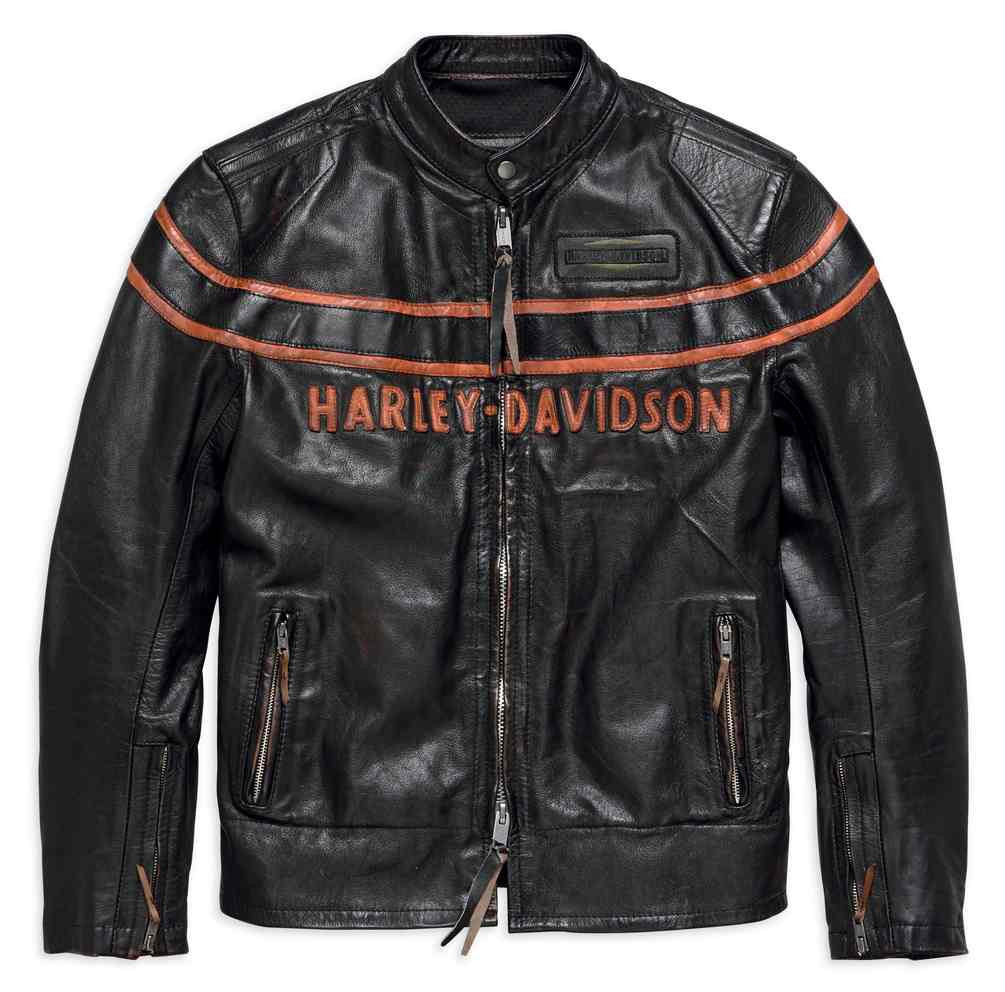 Harley-Davidson® Men's Double Ton Slim Fit Leather Jacket, Black