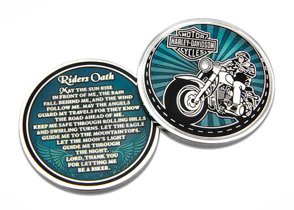 Harley-Davidson® Rider's Oath Challenge Coin, 1.75 in, Blue