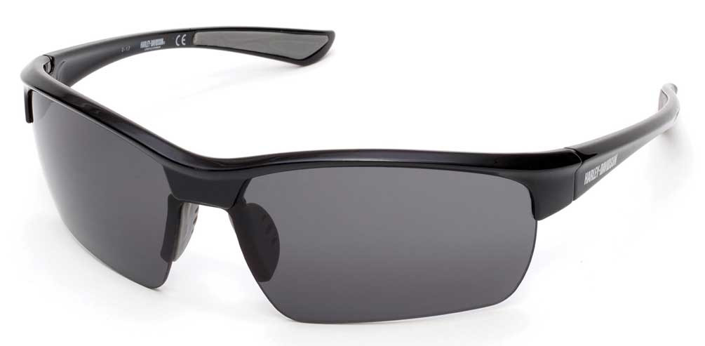 HarleyDavidson® Men's HD SemiRimless Sunglasses Shiny Black Frame & Smoke Lens Wisconsin