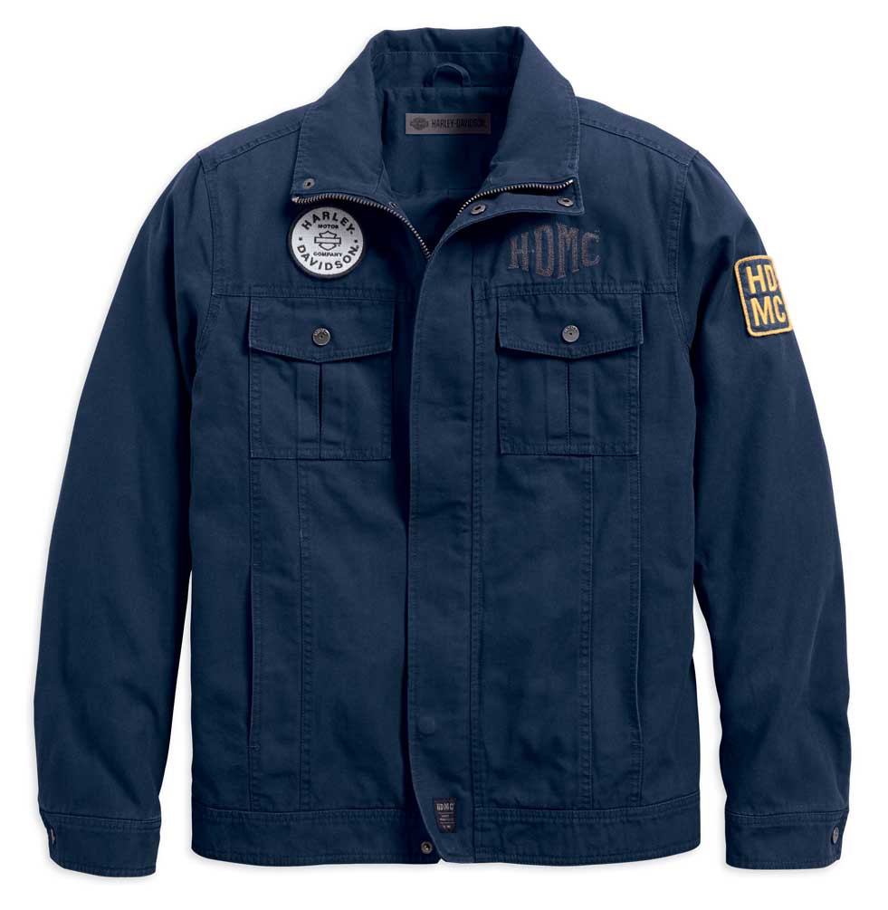 Harley-Davidson® Men's Washed Canvas Slim Fit Casual Jacket, Blue