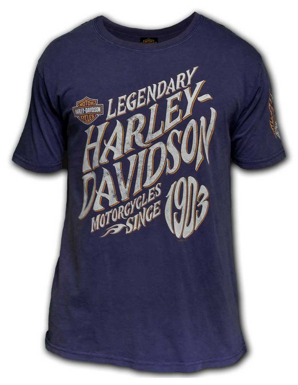 ◆Harley Davidson◆ Vintage Blue HD Pigment Short Sleeve T-S Harley-Davidson® Men's Speed Point Bar & Shield Short Sleeve