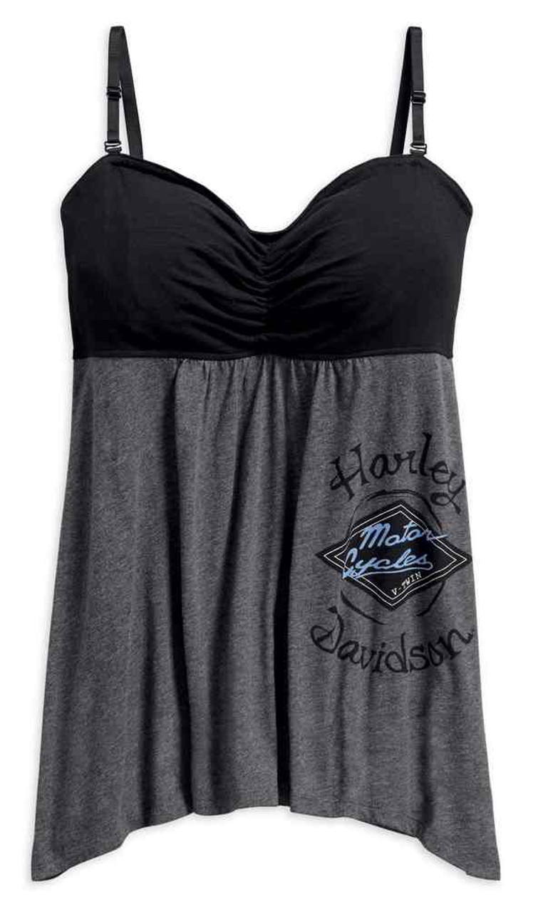 Harley Davidson® Womens Strappy Lace Sleeveless Tank Top Gray 96213 18vw Wisconsin Harley 