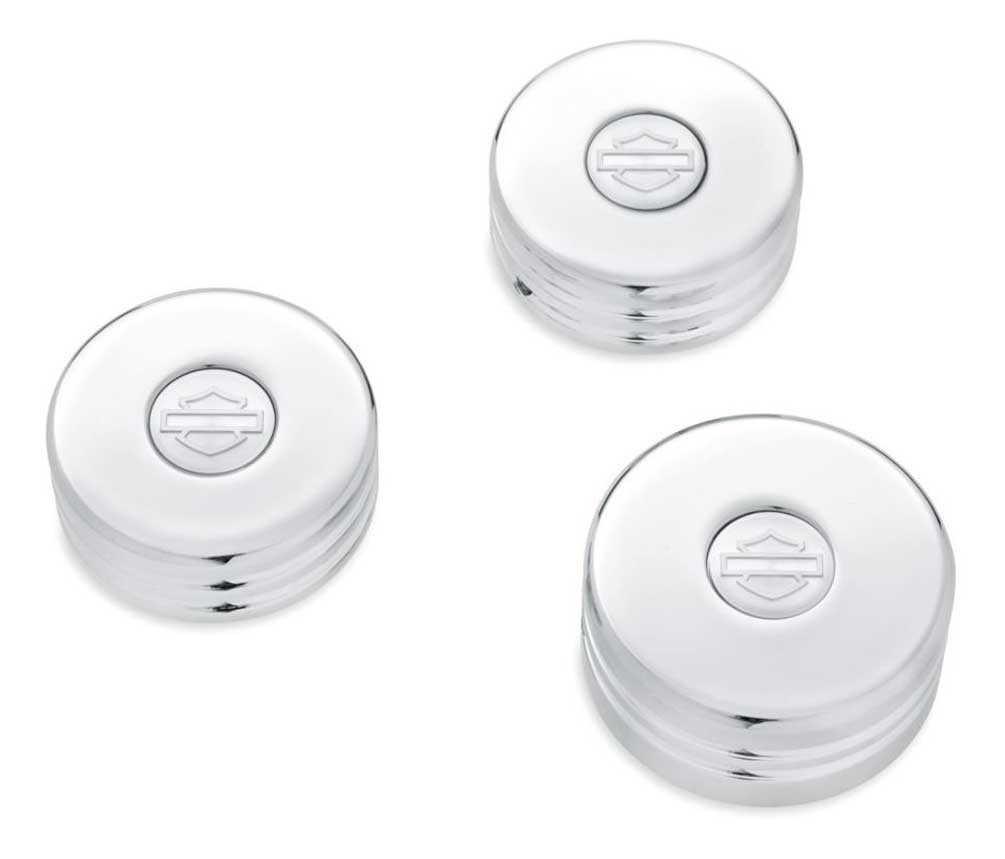 HarleyDavidson® Gloss Black Upper Fork Nut Covers Chrome Finish