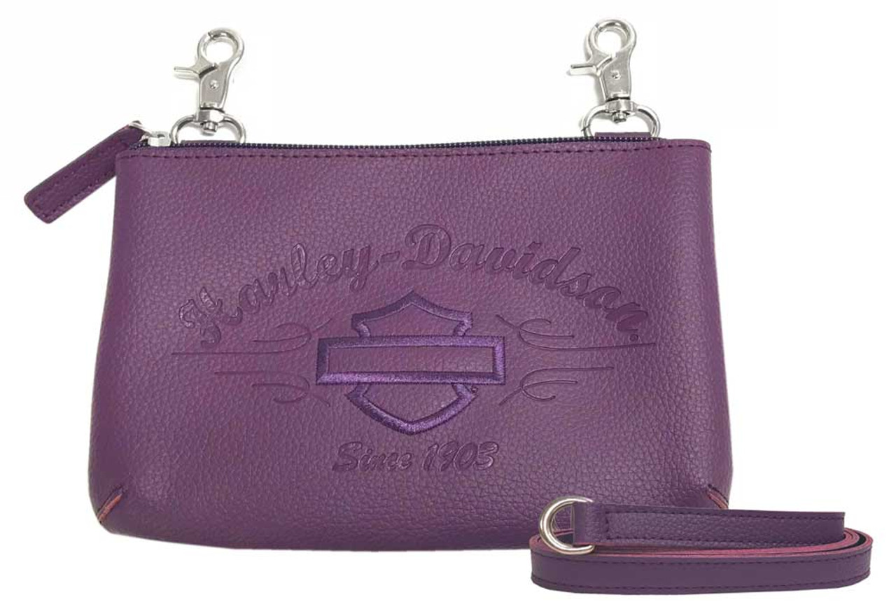 Harley-Davidson® Women's Purple Script Embossed Hip Bag w/ Strap  LSE6178-PURPLE