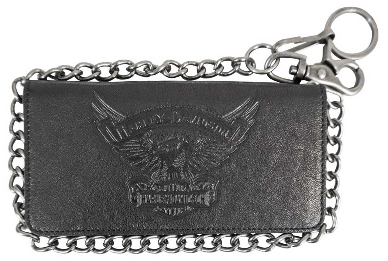 Harley-Davidson® Men's Eagle Emboss Leather Biker Bifold Tall