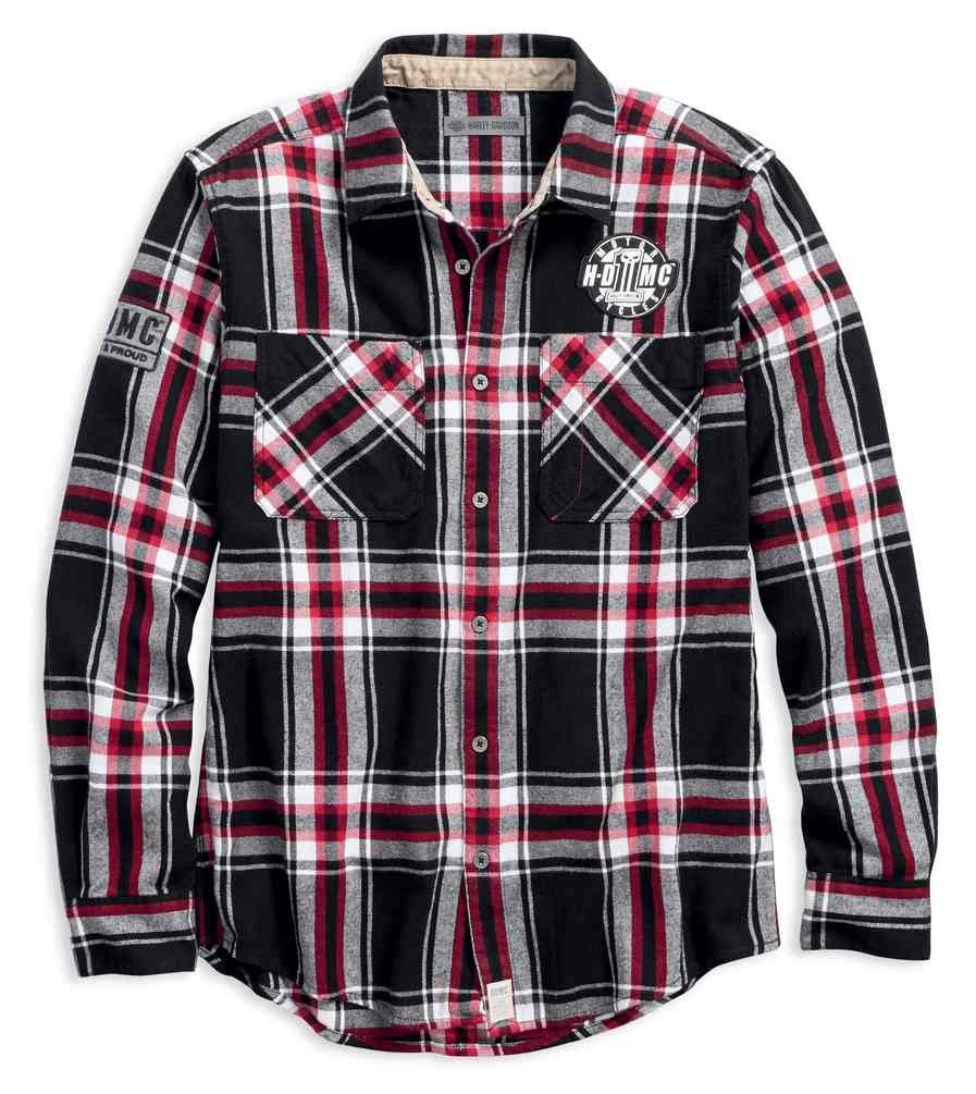 Harley-Davidson® Men's HDMC #1 Skull Slim Fit Plaid Woven Shirt