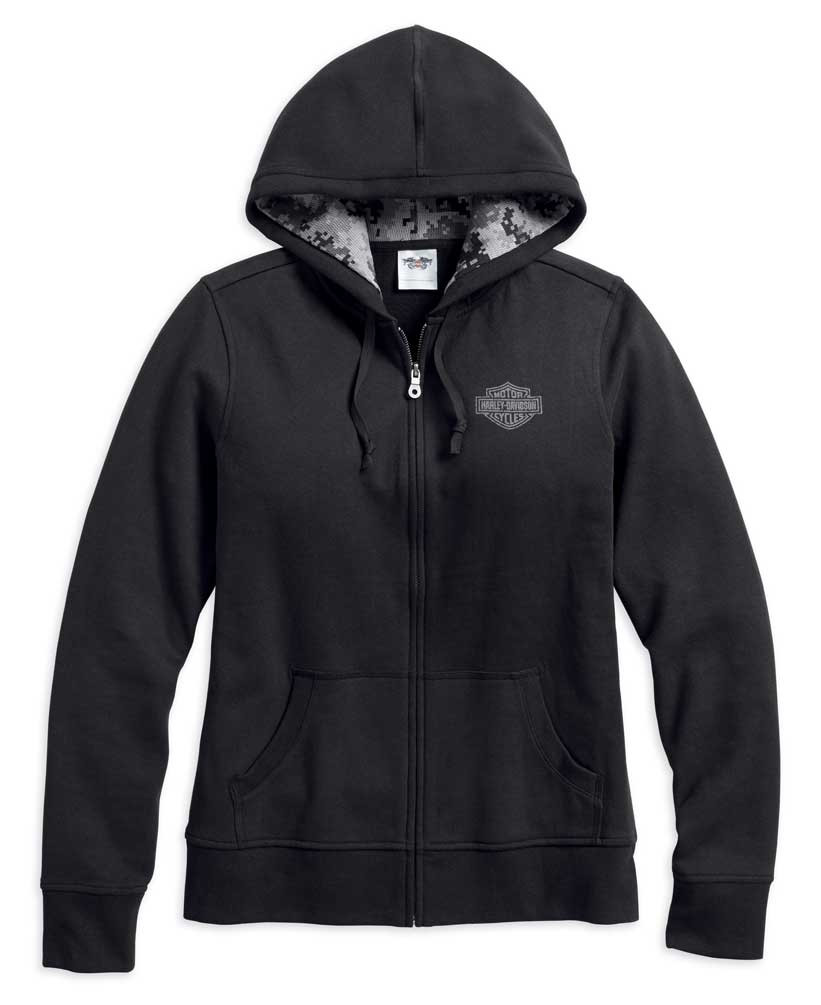 HarleyDavidson® Women's WWP Stars & Stripes ZipUp Hoodie, Black 99102
