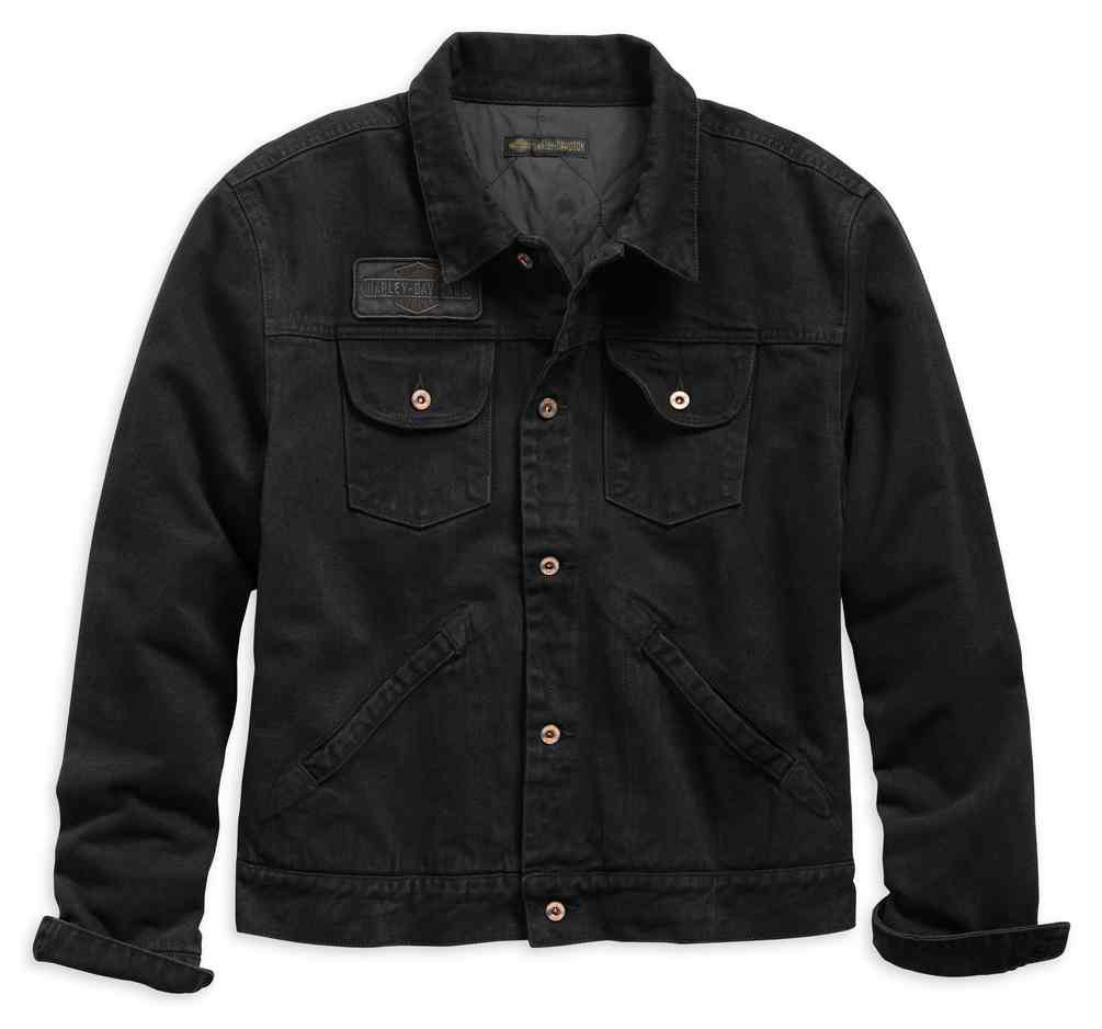 Harley-Davidson® Men's Over-dyed Slim Fit Denim Jacket, Black