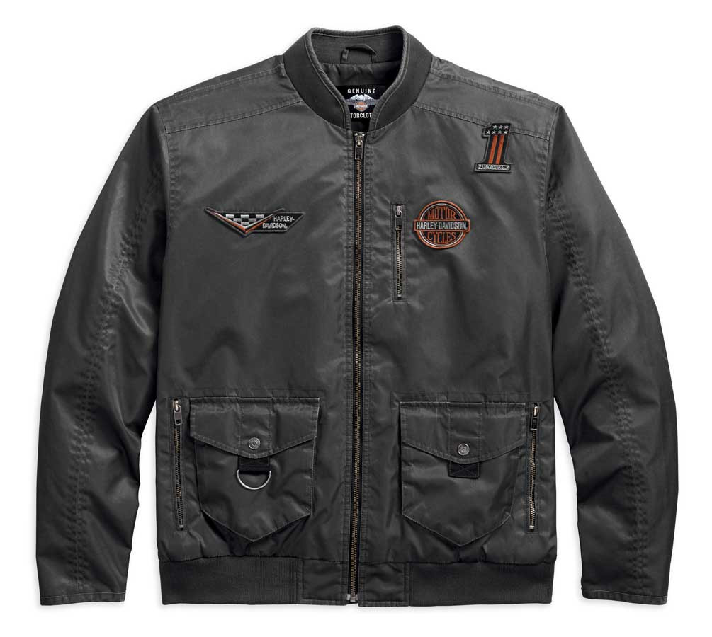 HARLEY-DAVIDSON ボンバージャケット グレー Harley-Davidson® Men's Checkered Flag Eagle Bomber Jacket, Gray