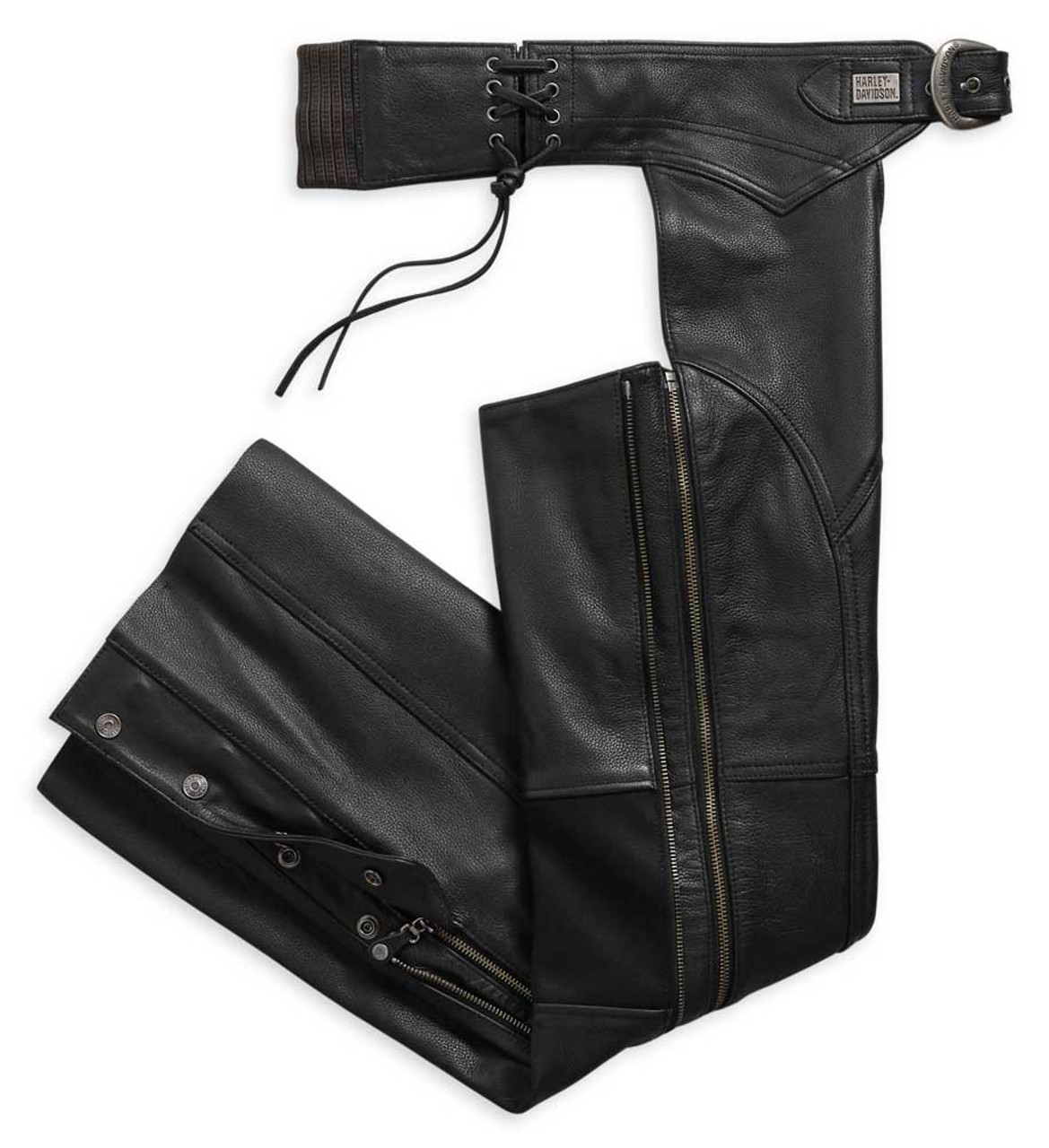  ARD Black Motorcycle Leather Chaps Pants Biker Cowboy