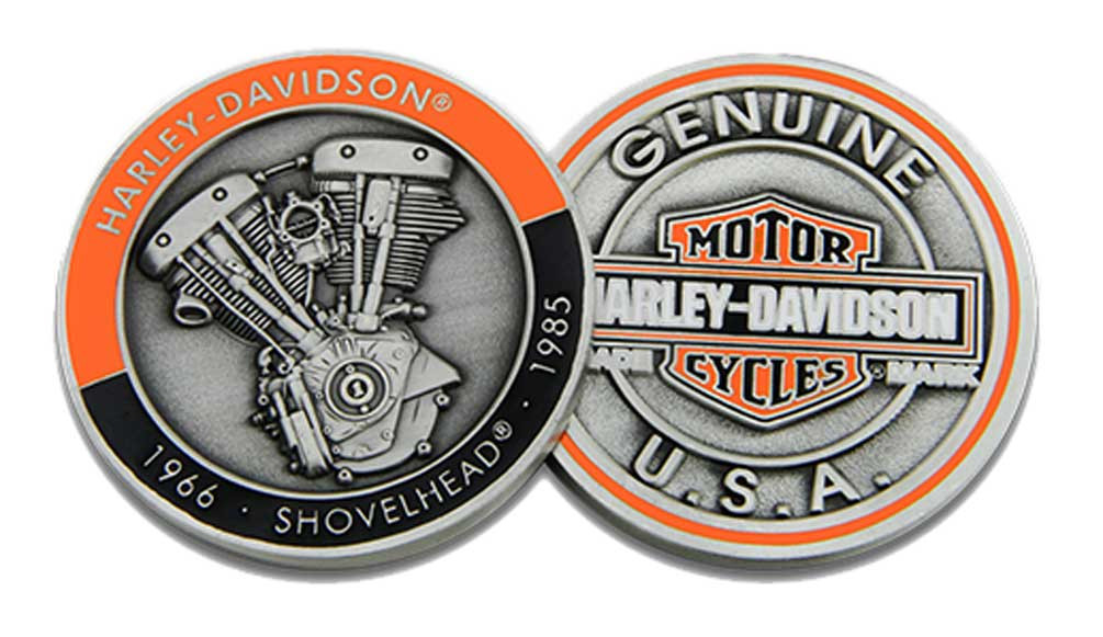 Harley-Davidson® Shovelhead Bar & Shield Challenge Coin, 1.75 in