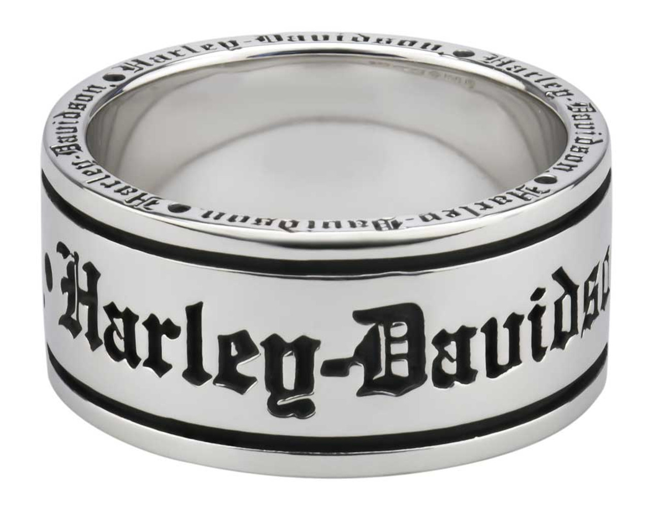 Harley-Davidson® Men's Old English Script Band Ring, Sterling