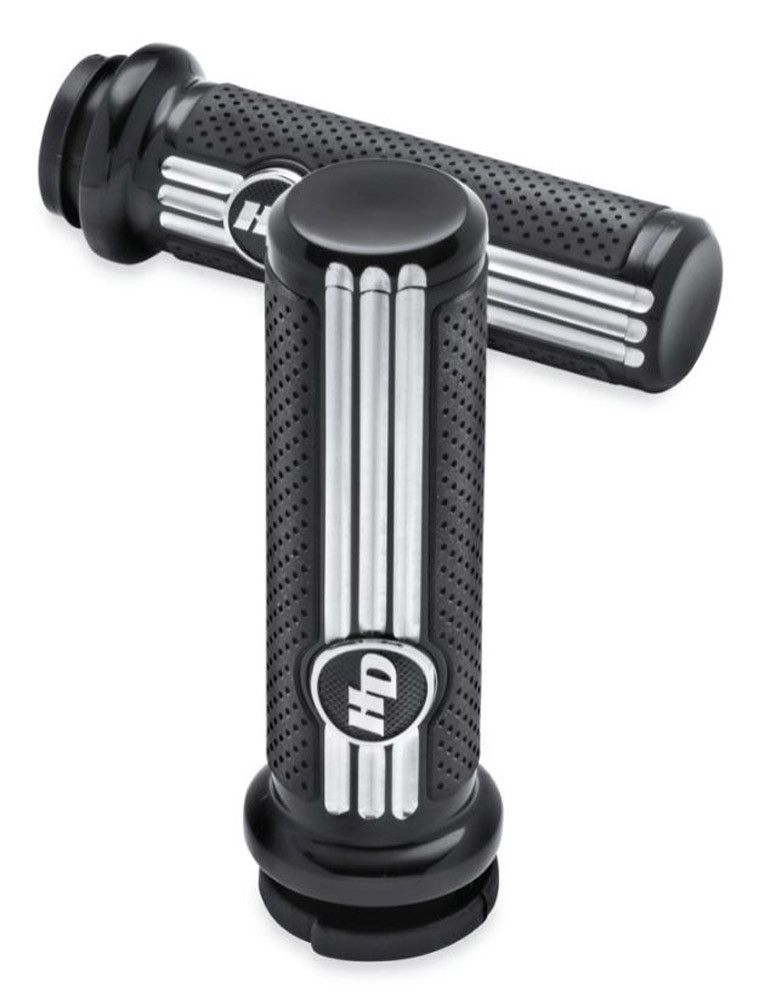 Harley-Davidson® Defiance Hand Grips, Black Anodized Machine Cut
