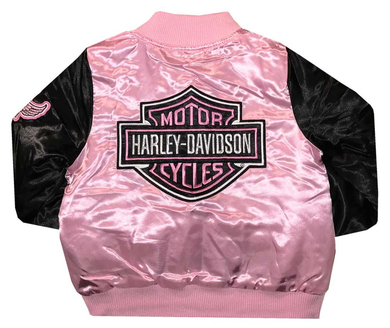 HarleyDavidson® Little Girls' Satin Bomber Toddler Jacket, Pink