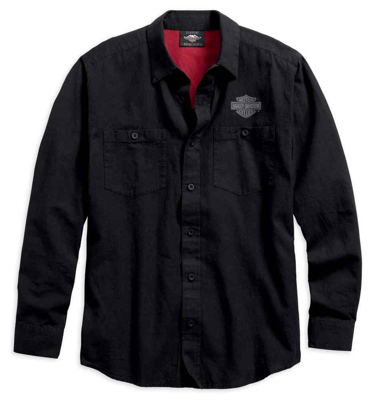 Harley Davidson 174 Mens Cotton Linen Blend Button Down Long Sleeve Shirt 96590 19VM Wisconsin 
