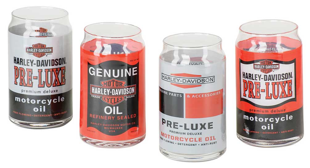 Harley-Davidson® Core Oil Can Glass Set, Set of Four 16 oz