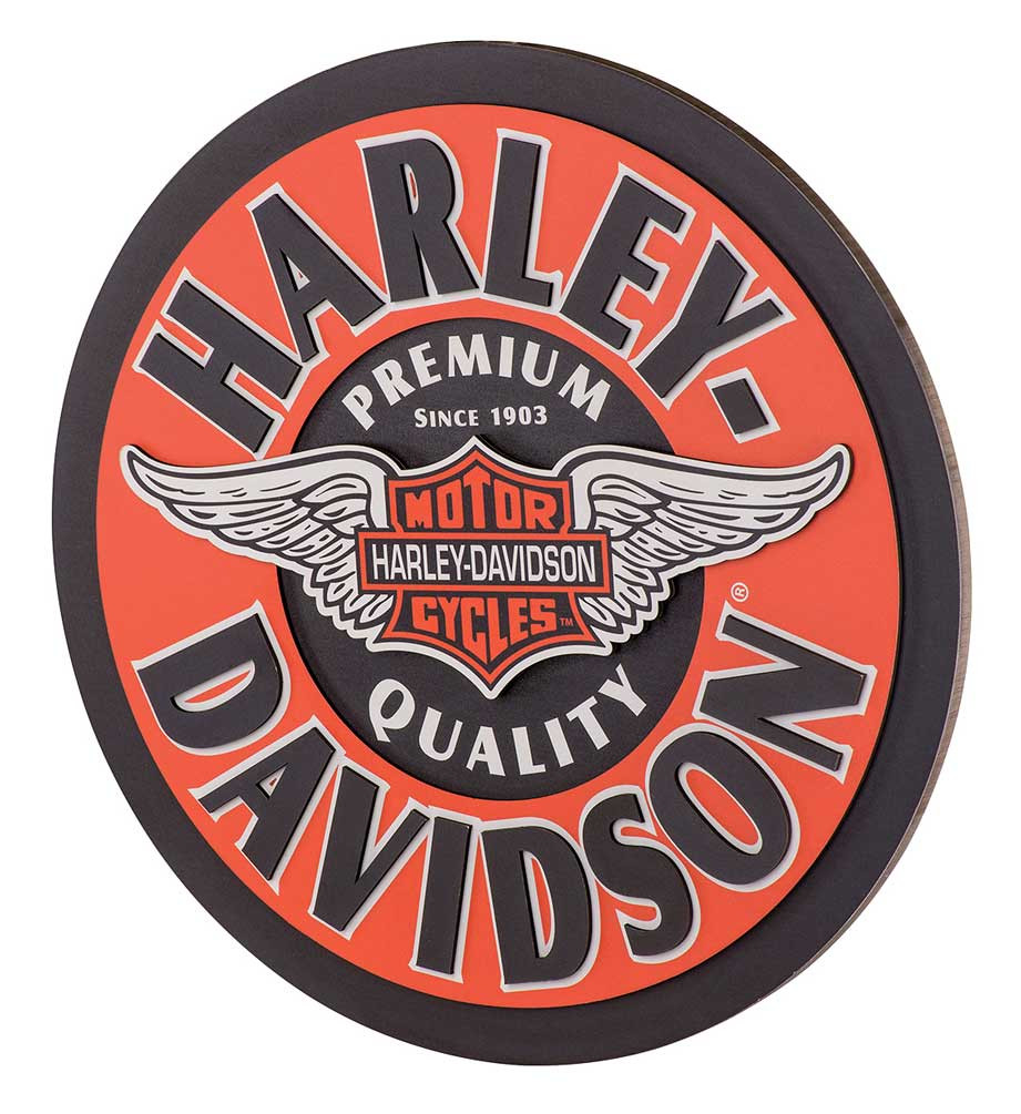 d*9様 【希少】Harley-Davidson 立体ロゴ ヴィンテージ レザー Harley-Davidson® Winged Bar & Shield Dimensional Pub Sign, Orange