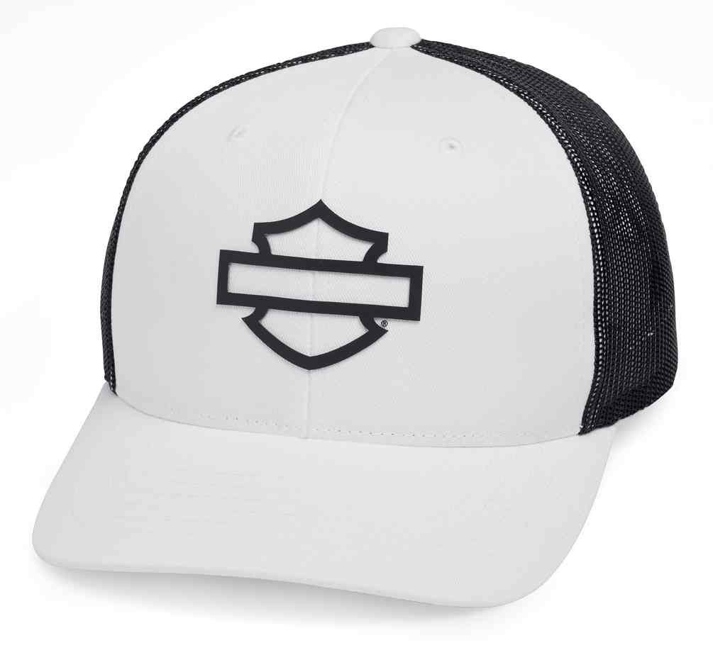 Harley-Davidson® Men's Logo Colorblock Trucker Cap, White & Black