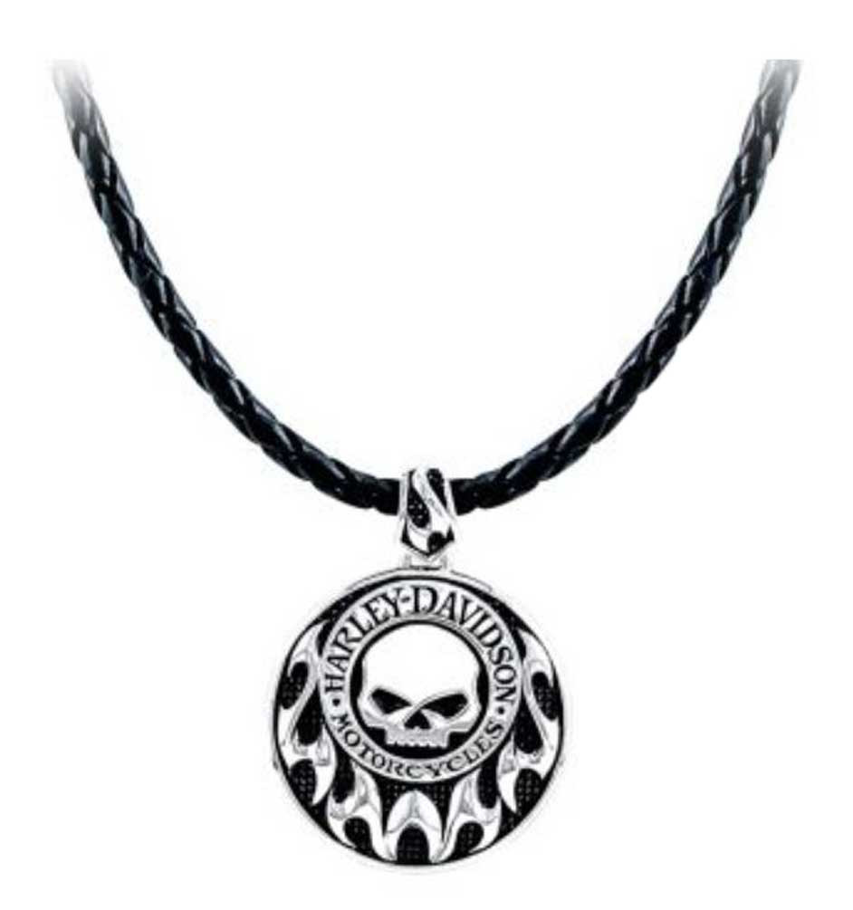Harley-Davidson® Men's Willie G Skull Tribal Necklace w/ Leather