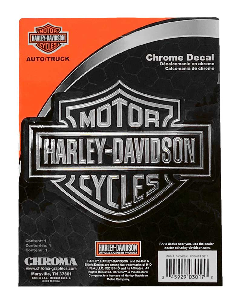 Harley-Davidson® Embossed Bar & Shield Logo Chrome Decal