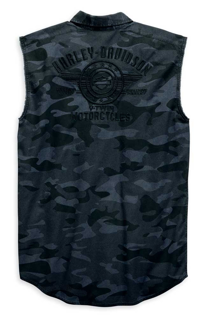 Harley Davidson® Mens Camouflage Print Blowout Sleeveless Shirt 96645 19vm Wisconsin Harley 