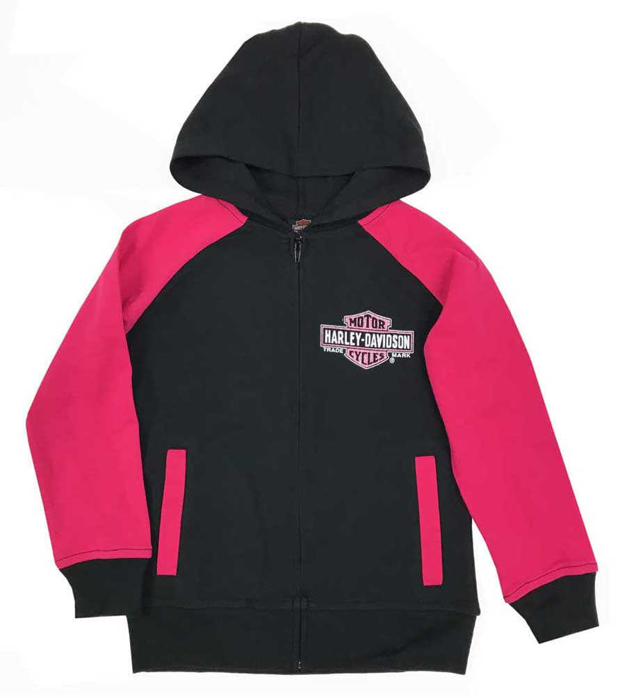 Harley-Davidson® Little Girls' Glittery B&S Knit Zipper Hoodie