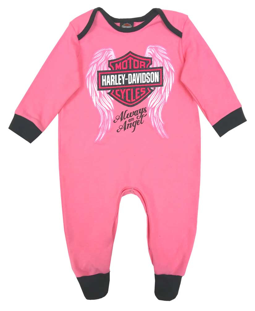 Harley-Davidson® Baby Girls' Glittery Interlock Footed Coveralls